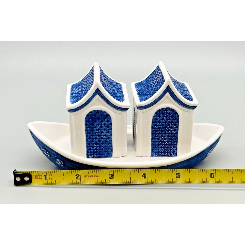 Willow Blue Collectibles Salt Pepper Boat Cruet Set Christopher Johnson China 5 - Picture 11 of 11